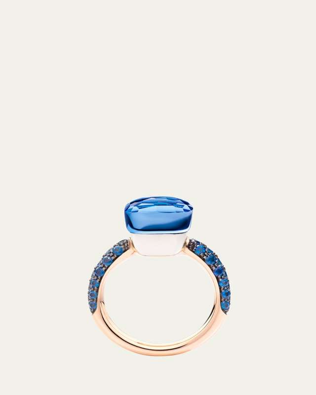 Nudo Classic 18K Rose Gold London Blue Topaz and Lapis Ring with Diffused Topazes